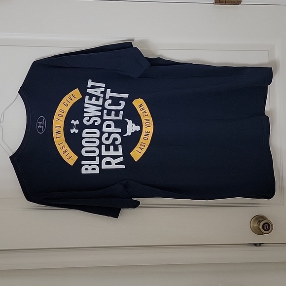 Under Armour Mens Project Rock Blood Sweat Respect Shirt Navy Blue Size 2XL - Picture 3 of 10